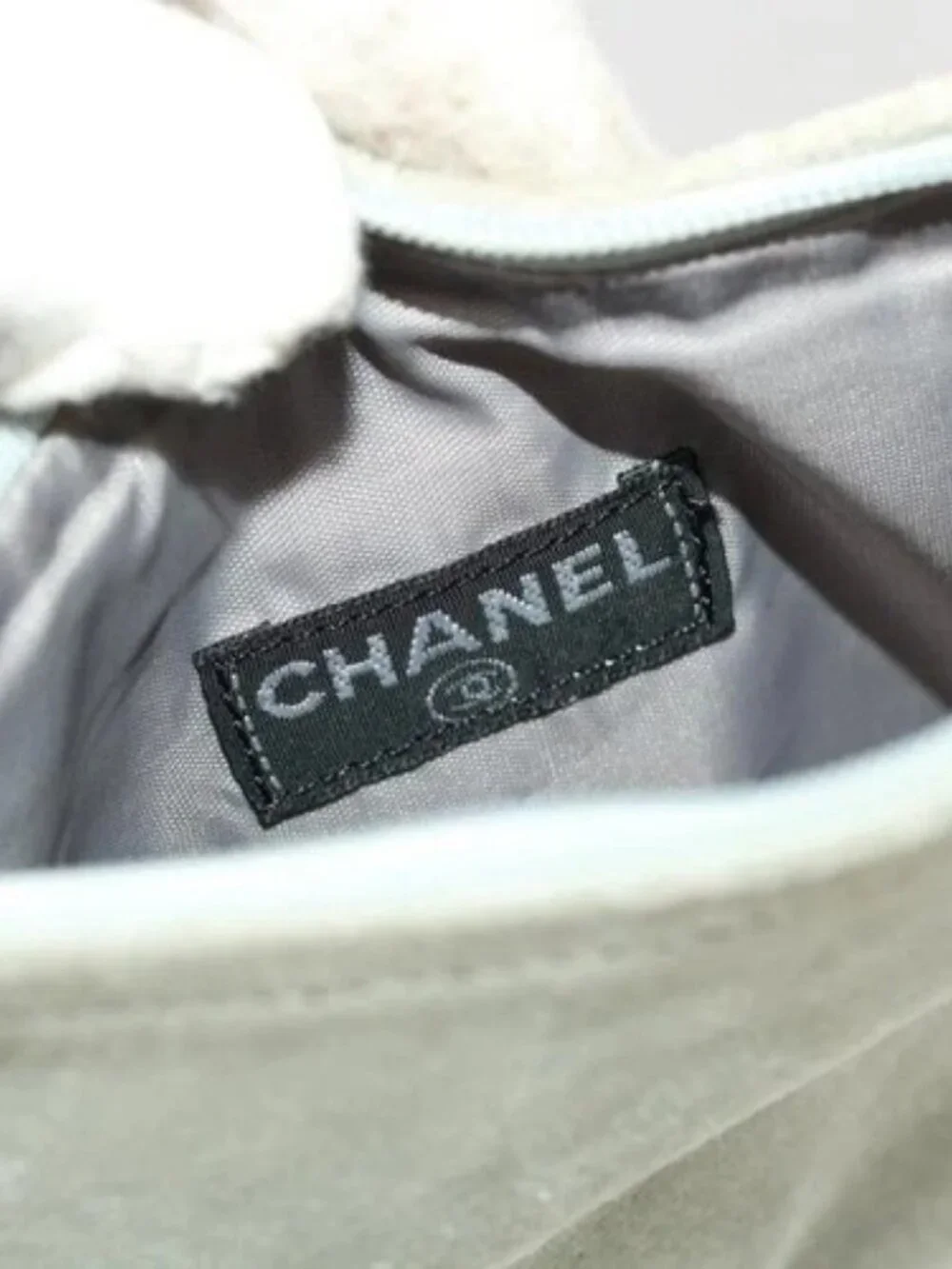 CHANEL Wall Hanging Pouch Suede Gray CC Auth bs5681